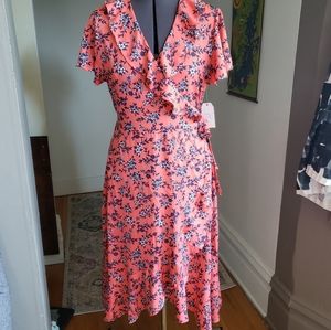Time and Tru Coral classic wrap dress size L